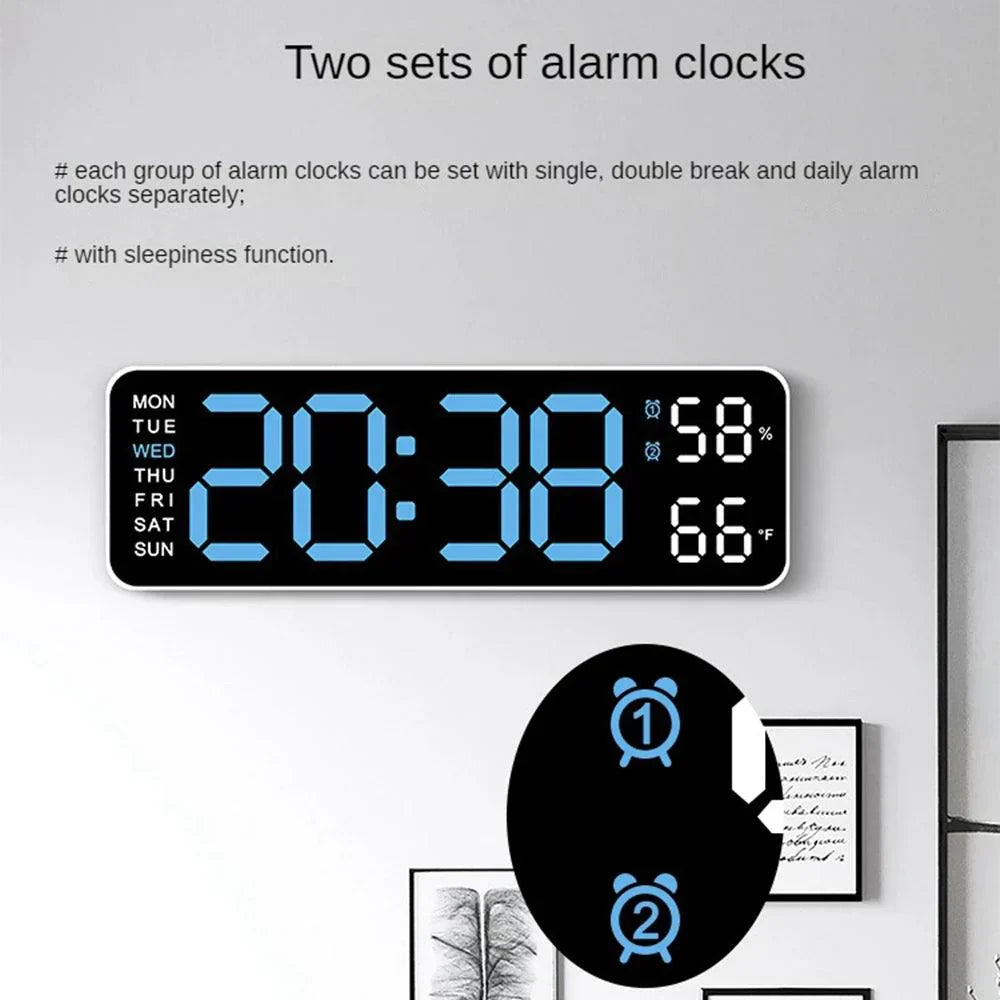 Large Digital Clock – Multifunctional LED Display with Temperature & Alarm