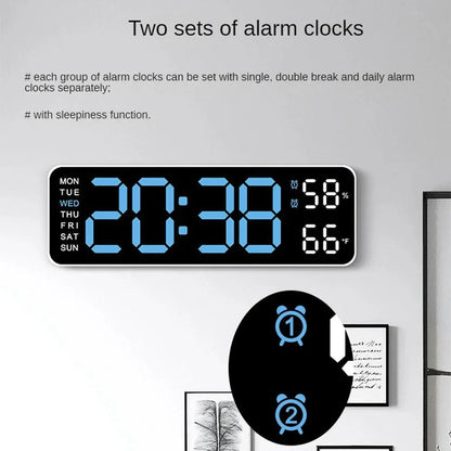 Large Digital Clock – Multifunctional LED Display with Temperature & Alarm