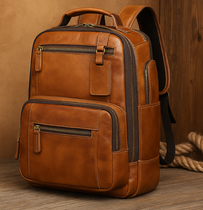 Seattle Leather Backpack – Zipper Design for Business, Travel & Everyday Use