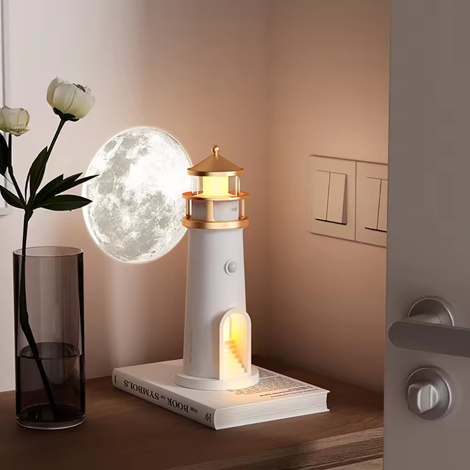 Lunara – LED Table Lamp with Moon Projection & Built-In Bluetooth Speaker