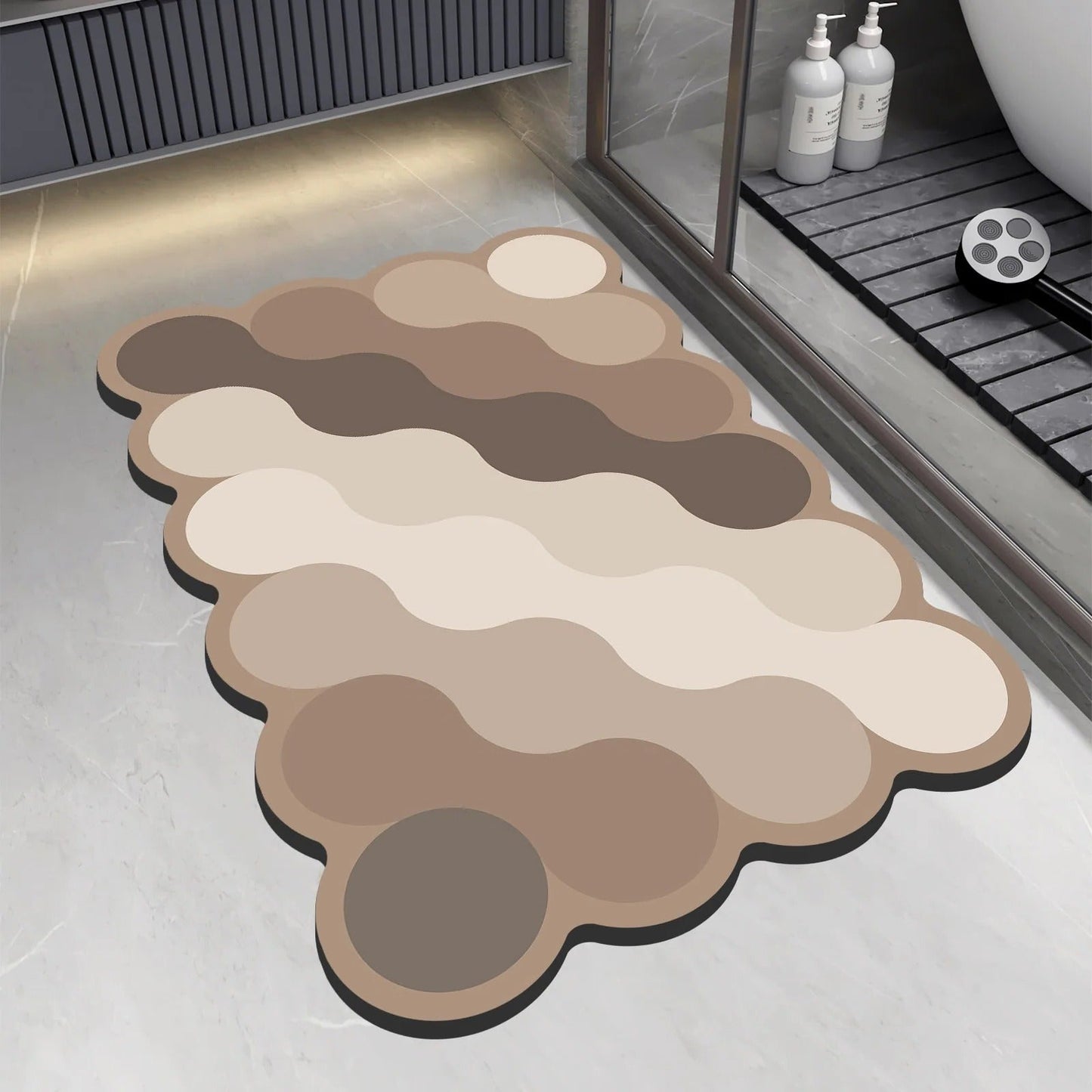 Luxury Diatomite Bathroom Mat – Quick-Dry Non-Slip Shower Mat in Beige