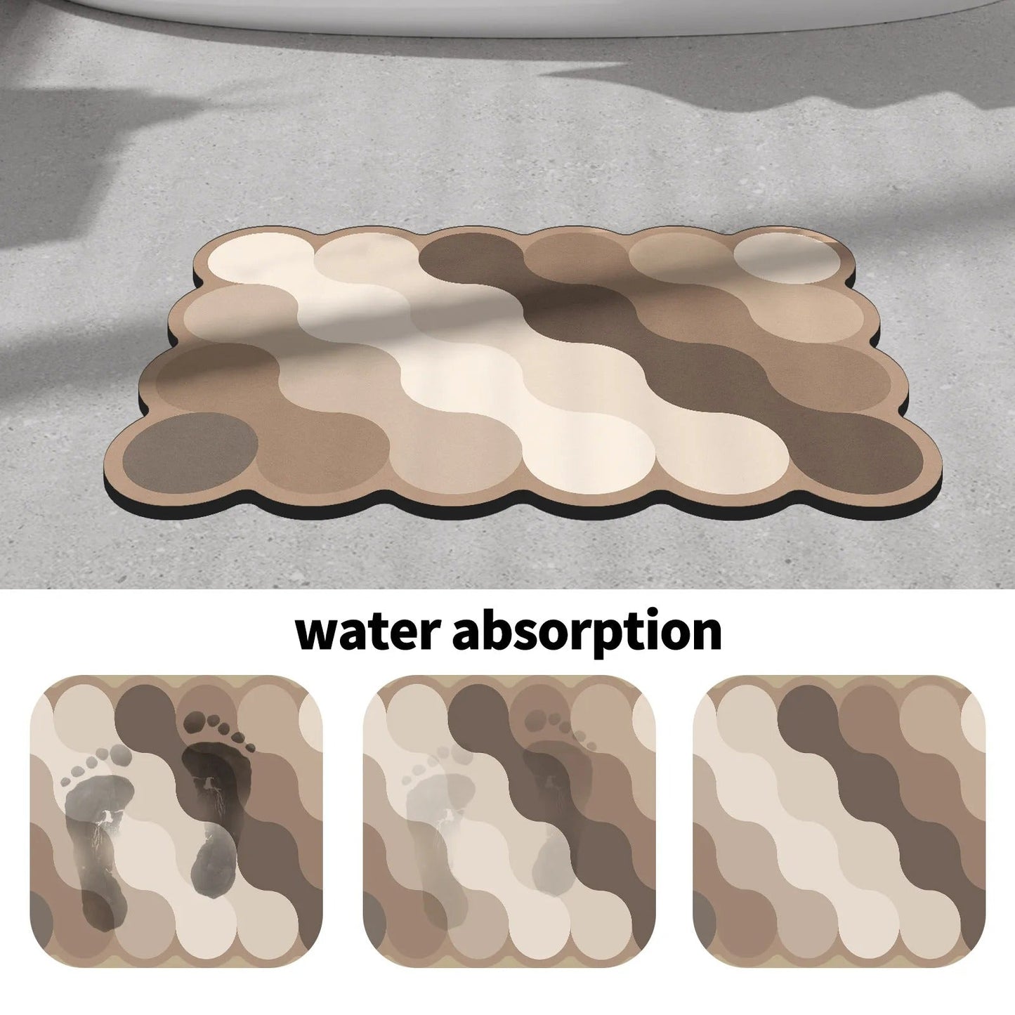 Luxury Diatomite Bathroom Mat – Quick-Dry Non-Slip Shower Mat in Beige