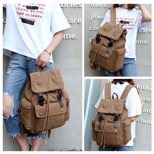 Sturdy Vintage Canvas Backpack – 40x30x15 cm | Large Capacity Travel, Work & School Rucksack