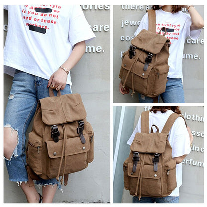 Sturdy Vintage Canvas Backpack – 40x30x15 cm | Large Capacity Travel, Work & School Rucksack