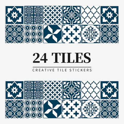 Mandaluxe – 24-Piece European Mandala Tile Set | Peel & Stick Decorative Vinyl Tiles