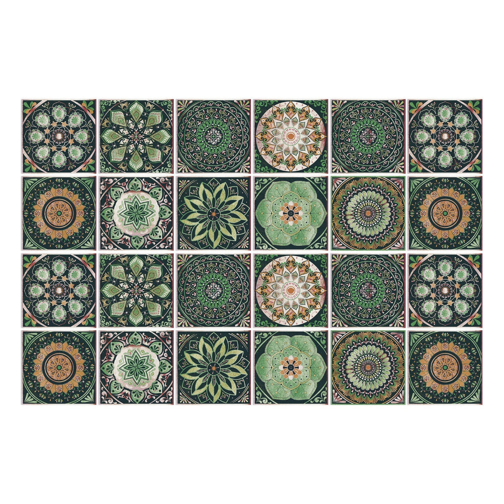 Mandaluxe – 24-Piece European Mandala Tile Set | Peel & Stick Decorative Vinyl Tiles