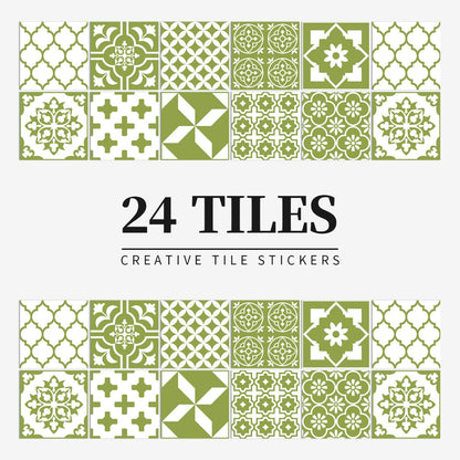 Mandaluxe – 24-Piece European Mandala Tile Set | Peel & Stick Decorative Vinyl Tiles