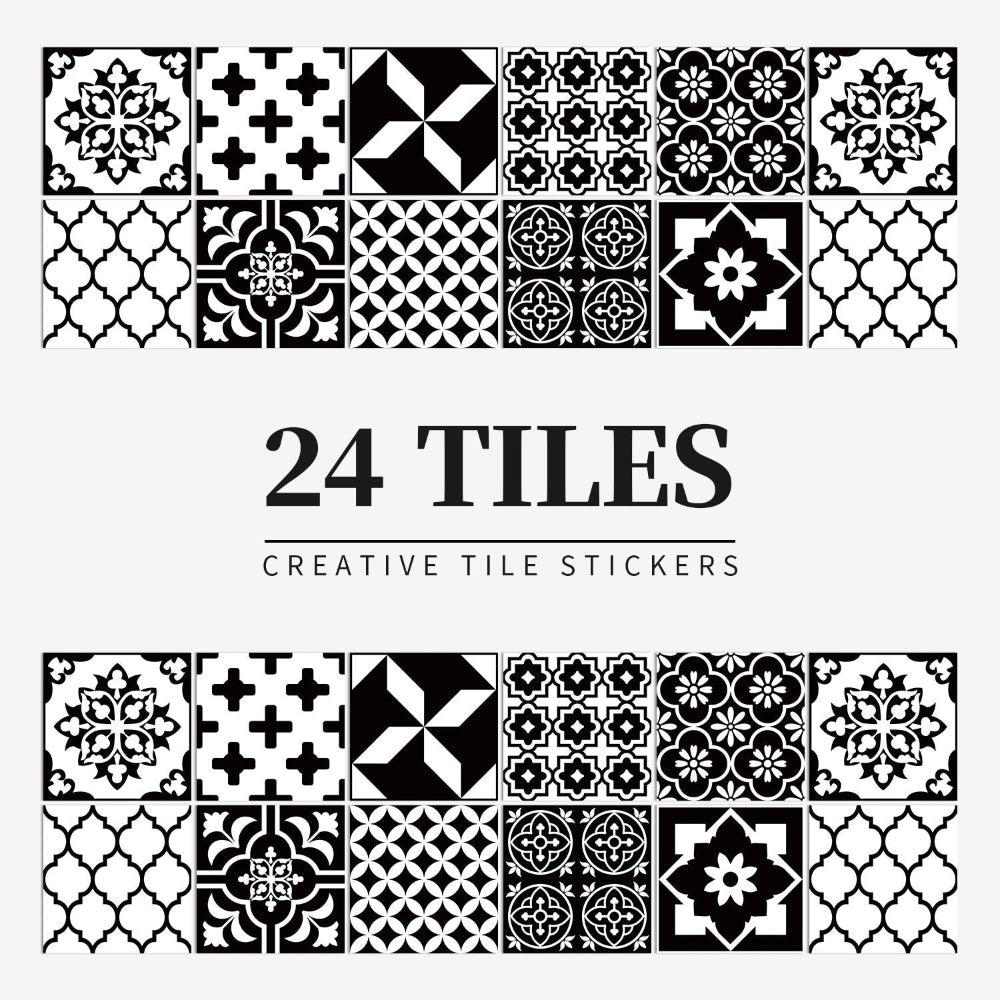 Mandaluxe – 24-Piece European Mandala Tile Set | Peel & Stick Decorative Vinyl Tiles
