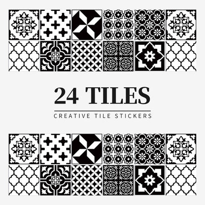 Mandaluxe – 24-Piece European Mandala Tile Set | Peel & Stick Decorative Vinyl Tiles