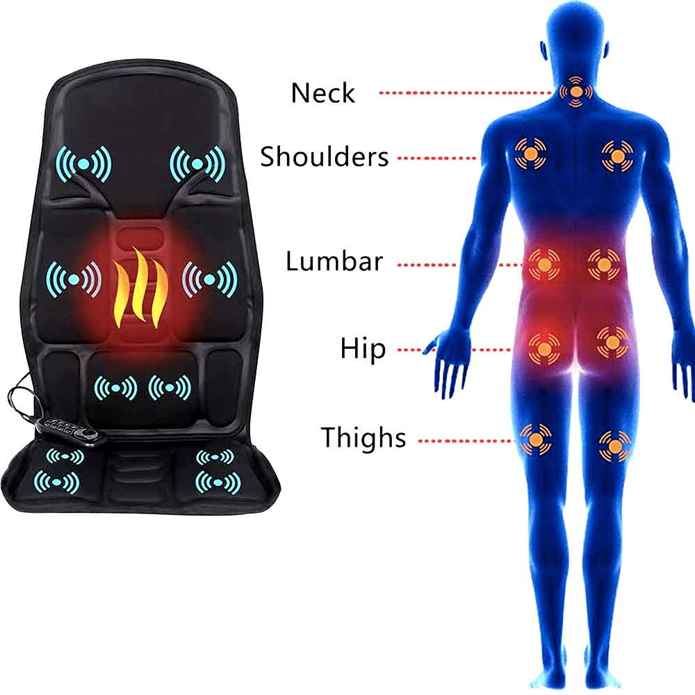 8-Mode Heated Massage Chair Pad for Back, Neck & Full-Body Relaxation – Perfect for Car & Home