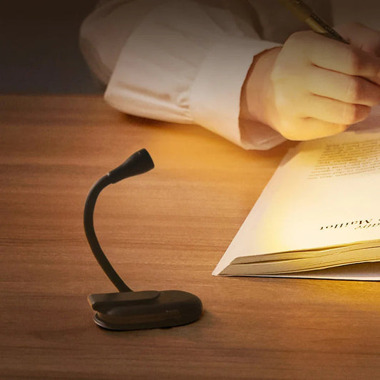 Mini Portable Clip-On Book Light – USB Rechargeable LED Reading Lamp with 360° Rotation