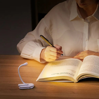 Mini Portable Clip-On Book Light – USB Rechargeable LED Reading Lamp with 360° Rotation