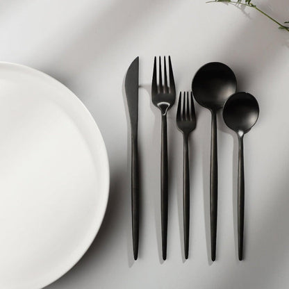 Minimalist Flatware Set – 20-Piece Titanium-Coated Stainless Steel Cutlery | Modern Matte Finish for Elegant Dining