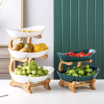BambuNest – Modern Bamboo Fruit Basket with Removable Trays & Multi-Tier Design