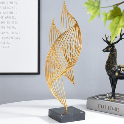 Curvique | Modern Metal Abstract Wavy Ornament – Gold Sculpture for Home & Office Decor