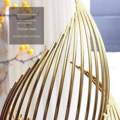 Curvique | Modern Metal Abstract Wavy Ornament – Gold Sculpture for Home & Office Decor