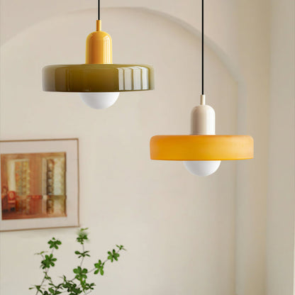 Coloured Glass Pendant Light – Elegant Bauhaus-Style Hanging Lamp for Living Room & Dining Area