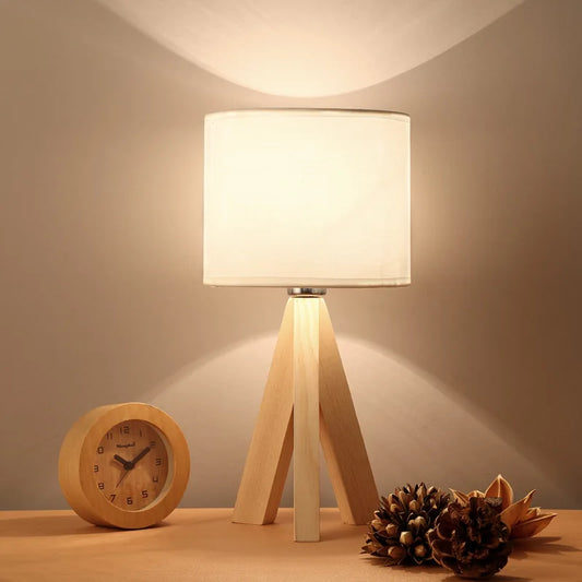 Scandinavian Table Lamp with Natural Wooden Base – Warm Ambient Lighting for Modern Interiors