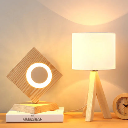 Scandinavian Table Lamp with Natural Wooden Base – Warm Ambient Lighting for Modern Interiors
