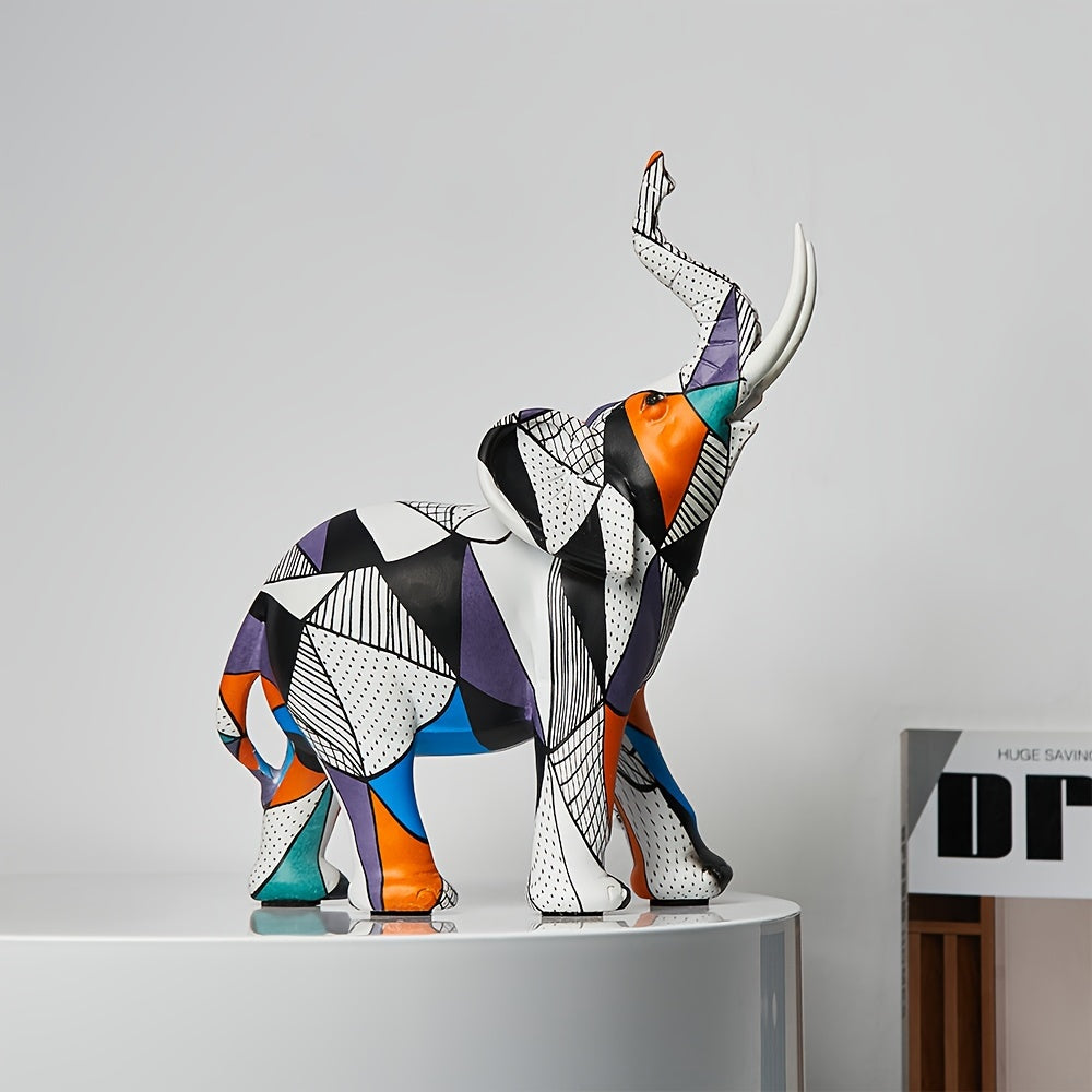 Mosaic Majesty Elephant Figurine – Handcrafted Artistic Elephant Sculpture for Home & Office Decor