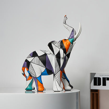 Mosaic Majesty Elephant Figurine – Handcrafted Artistic Elephant Sculpture for Home & Office Decor