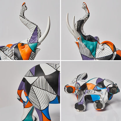 Mosaic Majesty Elephant Figurine – Handcrafted Artistic Elephant Sculpture for Home & Office Decor