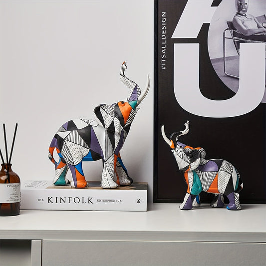 Mosaic Majesty Elephant Figurine – Handcrafted Artistic Elephant Sculpture for Home & Office Decor