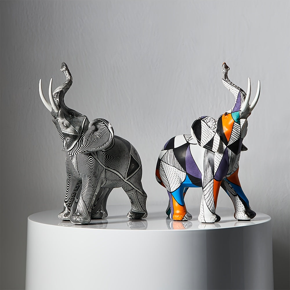 Mosaic Majesty Elephant Figurine – Handcrafted Artistic Elephant Sculpture for Home & Office Decor