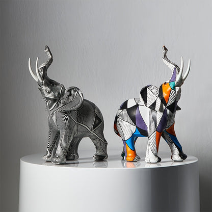 Mosaic Majesty Elephant Figurine – Handcrafted Artistic Elephant Sculpture for Home & Office Decor