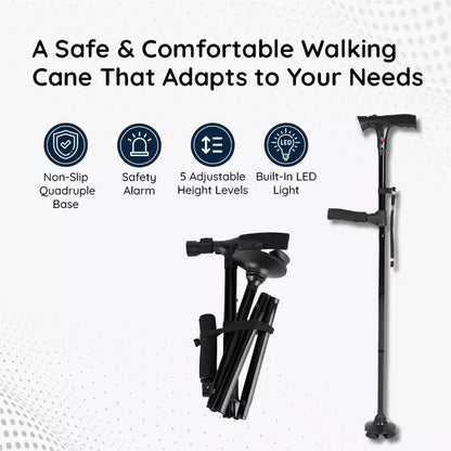 Multi-Functional Foldable LED Walking Cane