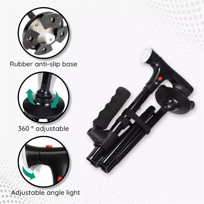 Multi-Functional Foldable LED Walking Cane