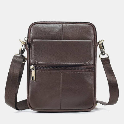 Men’s Small Genuine Leather Shoulder Bag – Compact Crossbody with Adjustable Strap