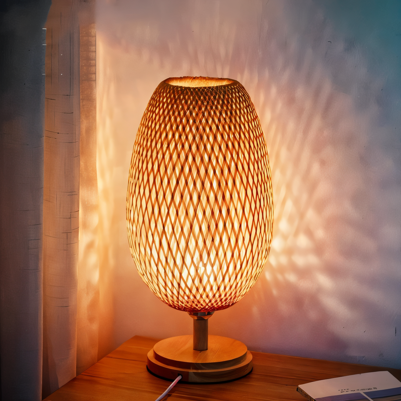 NatureHue – Vintage Bamboo Table Lamp – Creative Woven Rattan Desk Light