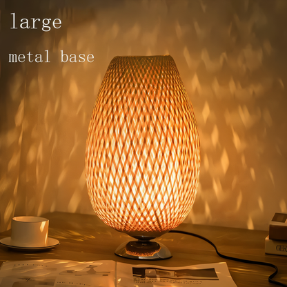 NatureHue – Vintage Bamboo Table Lamp – Creative Woven Rattan Desk Light