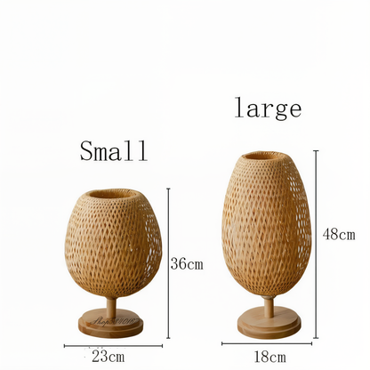NatureHue – Vintage Bamboo Table Lamp – Creative Woven Rattan Desk Light