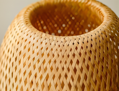 NatureHue – Vintage Bamboo Table Lamp – Creative Woven Rattan Desk Light