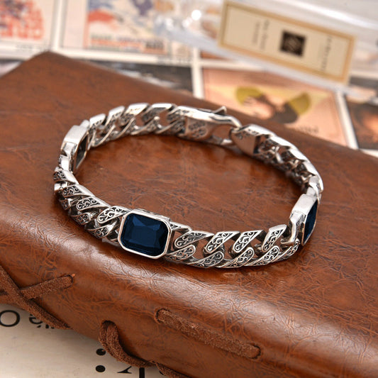 Totem Design Diamond Pattern Bracelet – Unisex Copper Chain with 9mm Width