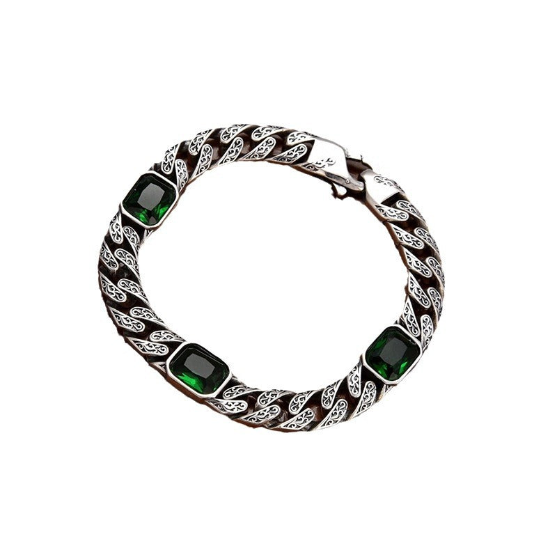 Totem Design Diamond Pattern Bracelet – Unisex Copper Chain with 9mm Width