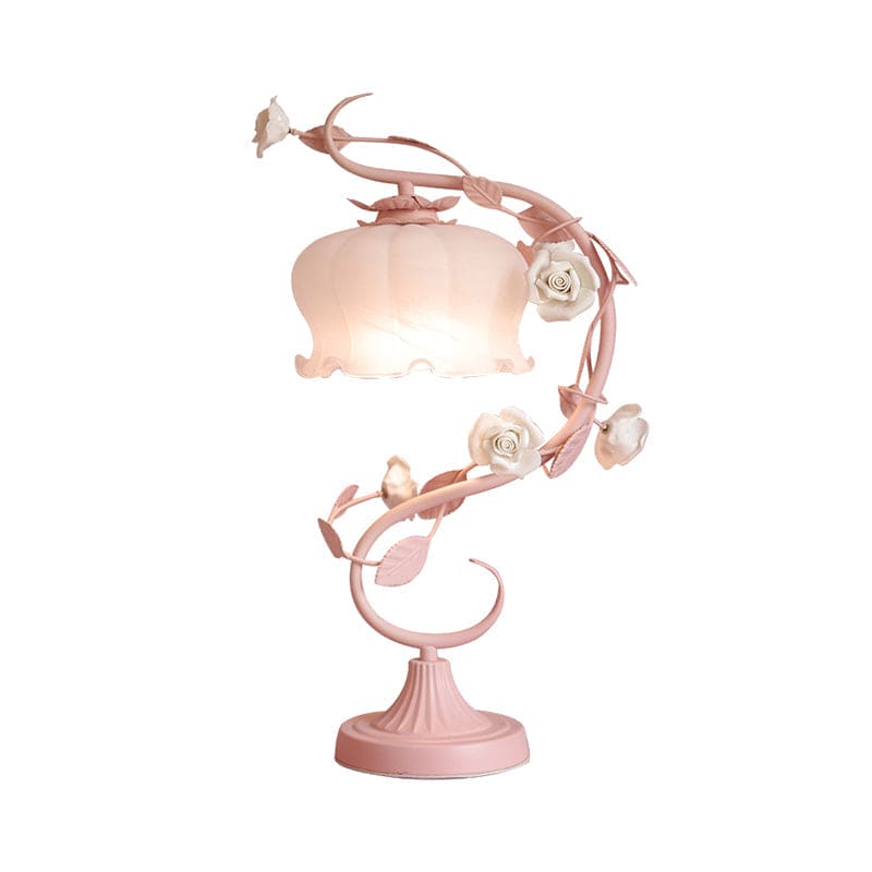 FloraLux Pastoral Style Table Lamp – Ceramic Rose Accent with Soft Ambient Lighting