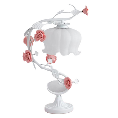 FloraLux Pastoral Style Table Lamp – Ceramic Rose Accent with Soft Ambient Lighting
