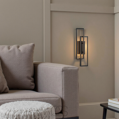 Modern Geometric LED Wall Light – Rectangle Design with Remote Dimming (Black or Copper Finish)