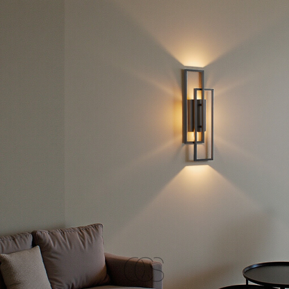Modern Geometric LED Wall Light – Rectangle Design with Remote Dimming (Black or Copper Finish)