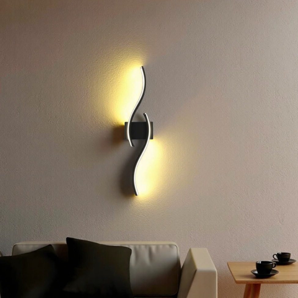 Minimalist Black LED Wall Lamp – Modern Remote-Controlled Ambient Light