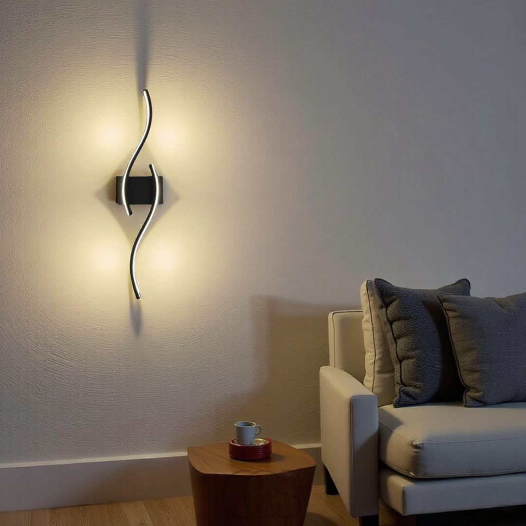 Minimalist Black LED Wall Lamp – Modern Remote-Controlled Ambient Light