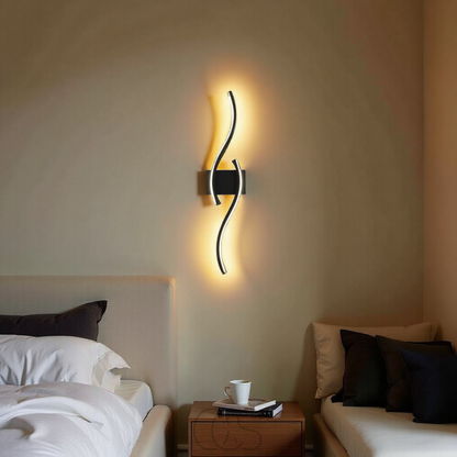 Minimalist Black LED Wall Lamp – Modern Remote-Controlled Ambient Light