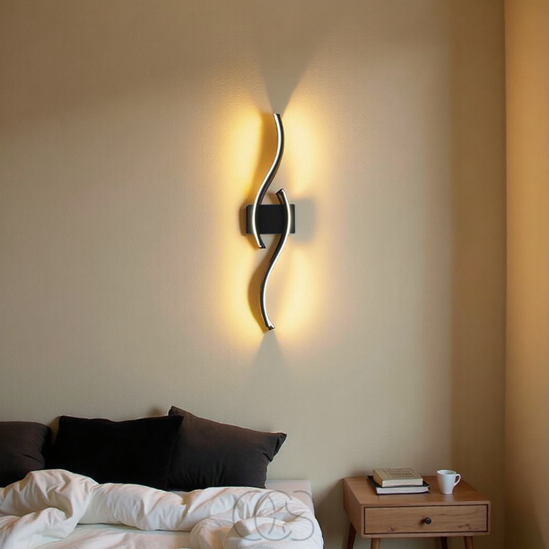 Minimalist Black LED Wall Lamp – Modern Remote-Controlled Ambient Light
