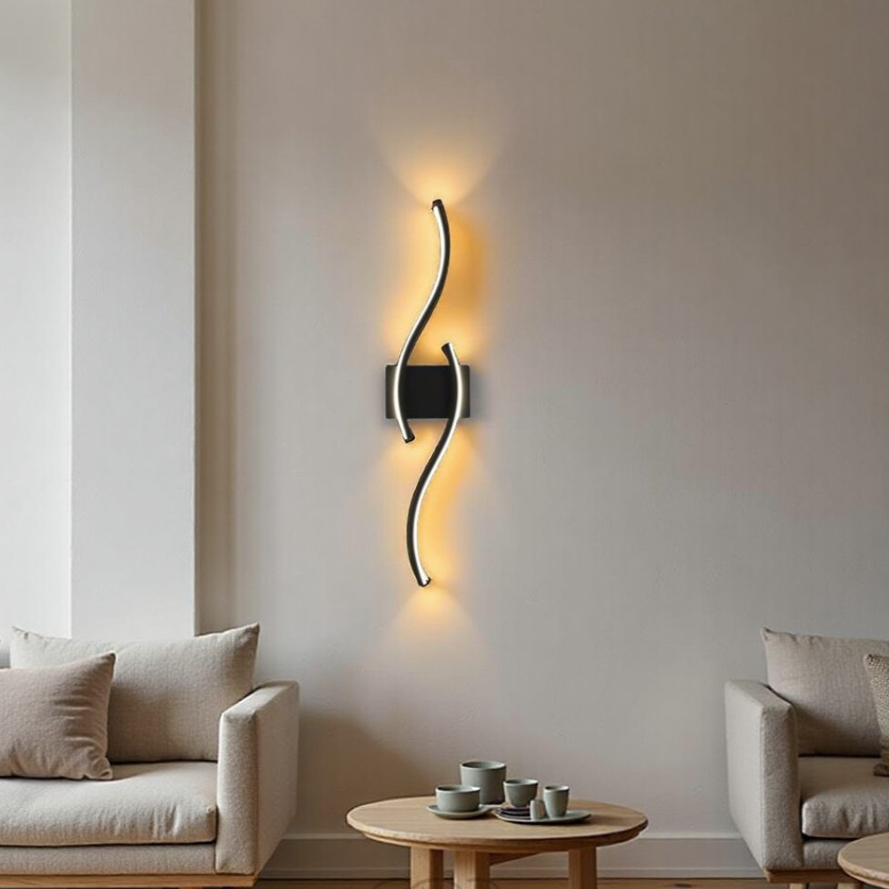 Minimalist Black LED Wall Lamp – Modern Remote-Controlled Ambient Light