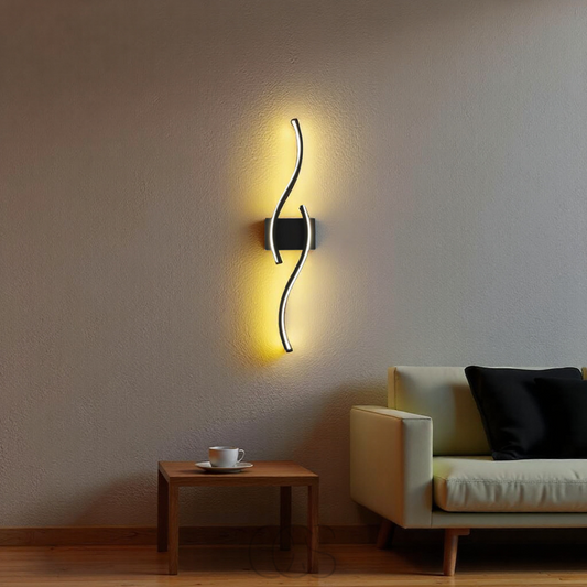 Minimalist Black LED Wall Lamp – Modern Remote-Controlled Ambient Light