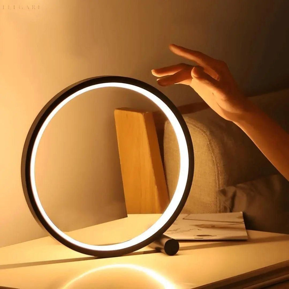 Modern Minimalist Dimmable LED Ring Desk Lamp – Touch Control & Warm Ambient Lighting