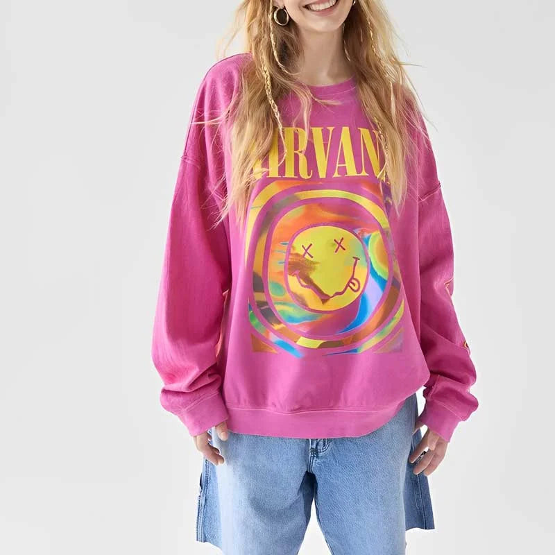 Oversized Smiley Face Sweatshirt